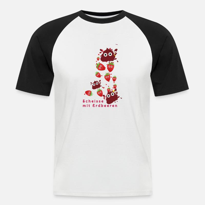 Erdbeeren, Erdbeere, Farbe,scheisse mit Erdbeeren - Männer Baseball-T-Shirt - Weiß/Schwarz