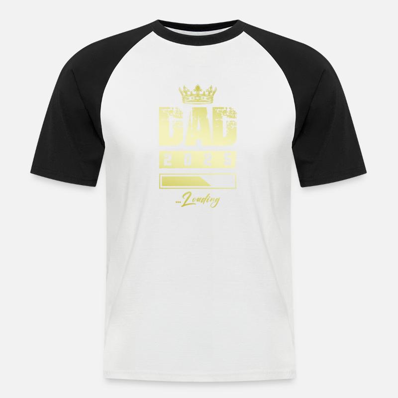Dad 2025 Loading Papa - Men's Baseball T-Shirt - white/black