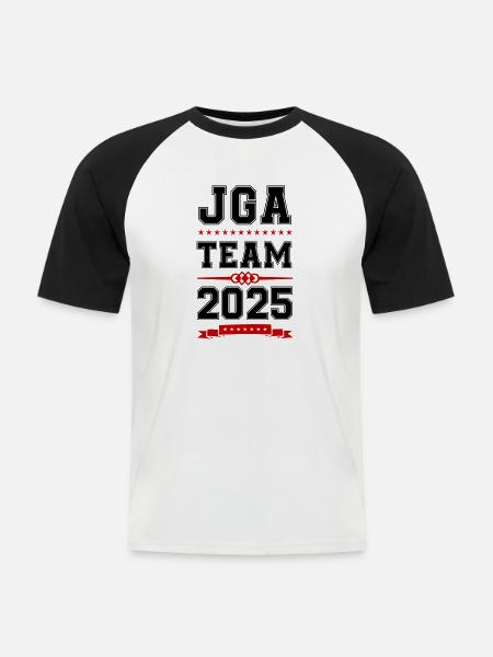 Bachelor Party Team 2025 - Men's Baseball T-Shirt - white/black