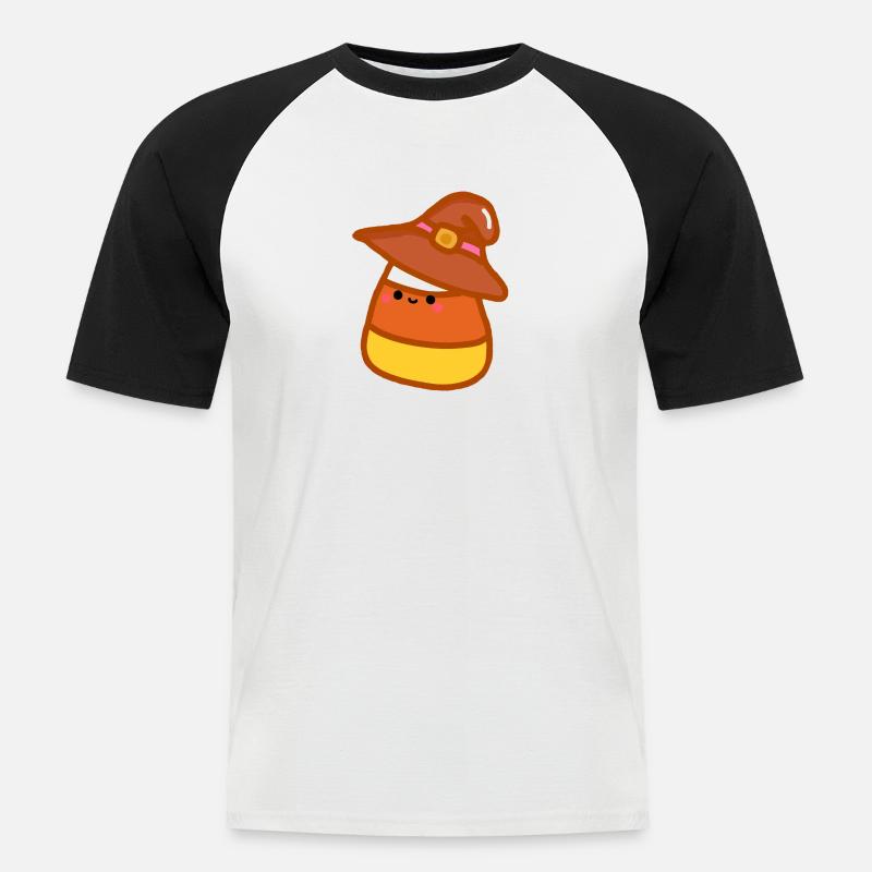 candy corn - Männer Baseball-T-Shirt - Weiß/Schwarz