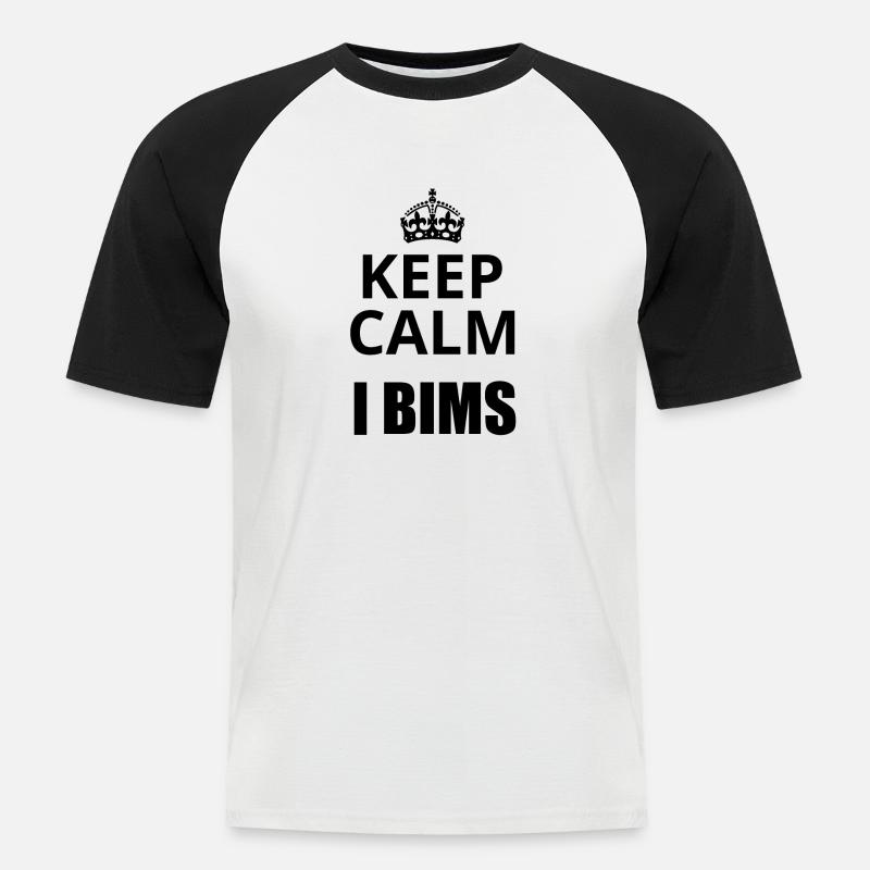 Keep Calm i bims - Männer Baseball-T-Shirt - Weiß/Schwarz