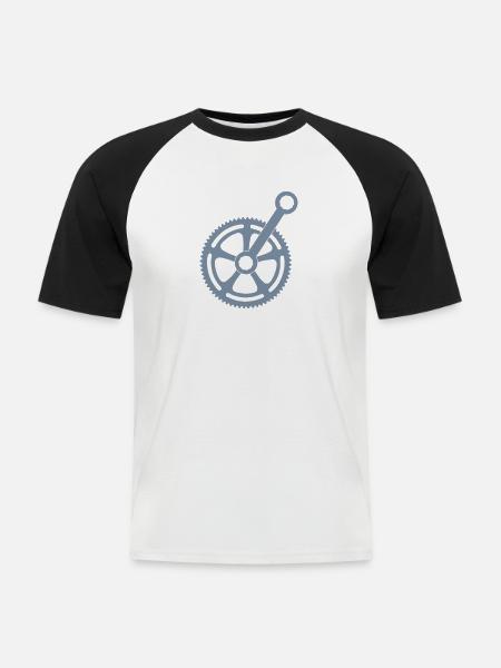 Zahnrad - Männer Baseball-T-Shirt - Weiß/Schwarz