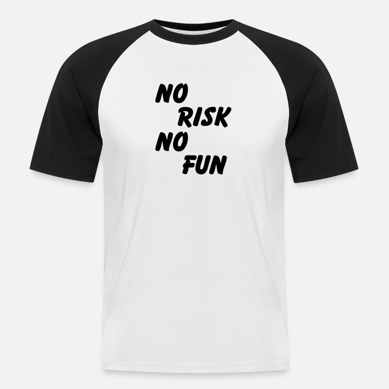 No risk, no fun - Männer Baseball-T-Shirt - Weiß/Schwarz