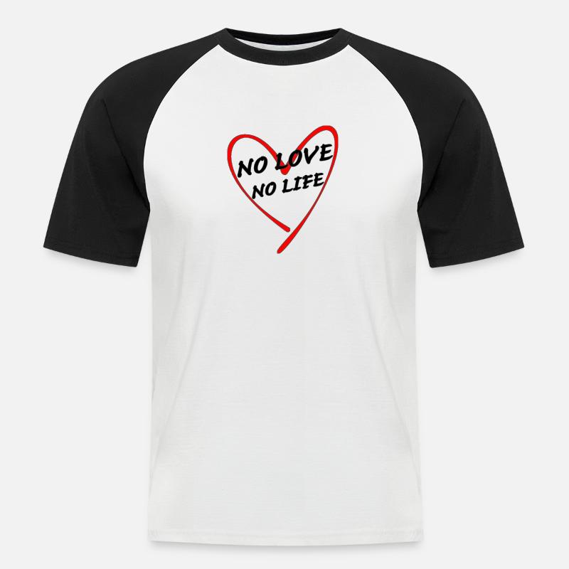 Pas d’amour pas de vie - T-shirt baseball manches courtes Homme - blanc/noir