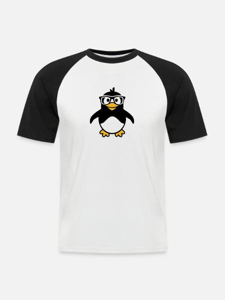 Manchot - T-shirt baseball manches courtes Homme - blanc/noir