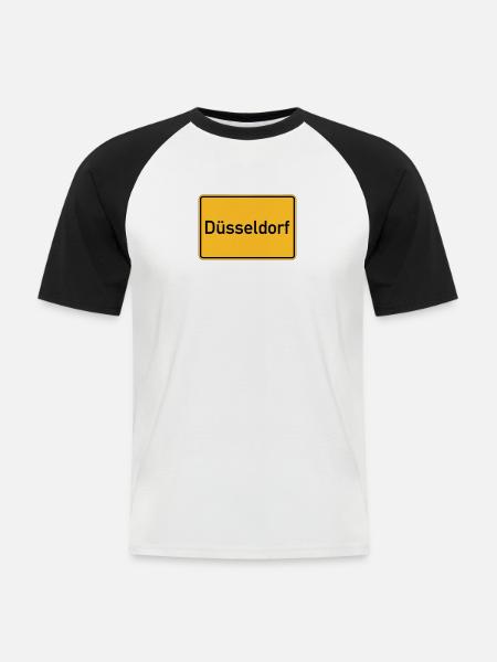 Düsseldorf - Männer Baseball-T-Shirt - Weiß/Schwarz