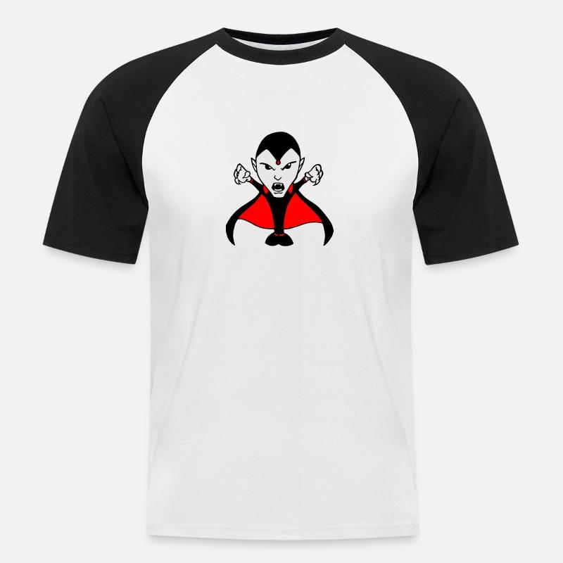 Vampir - Männer Baseball-T-Shirt - Weiß/Schwarz
