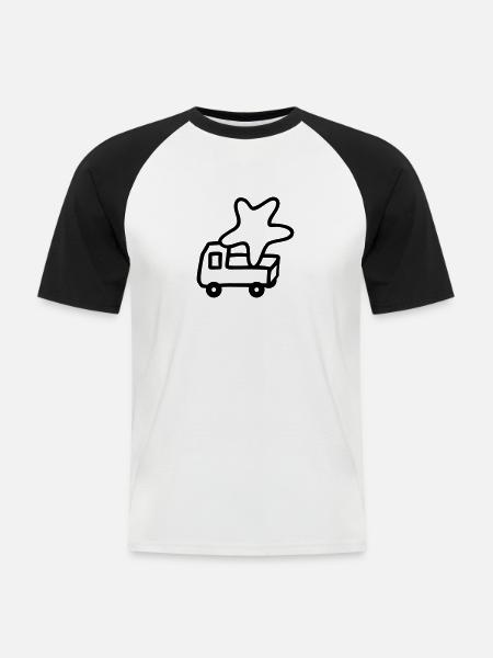 Pickup mit Stern - Männer Baseball-T-Shirt - Weiß/Schwarz
