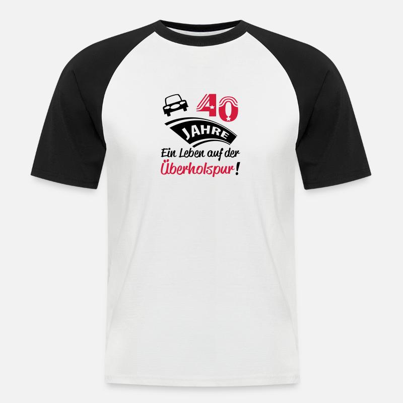 spur_40 - Männer Baseball-T-Shirt - Weiß/Schwarz