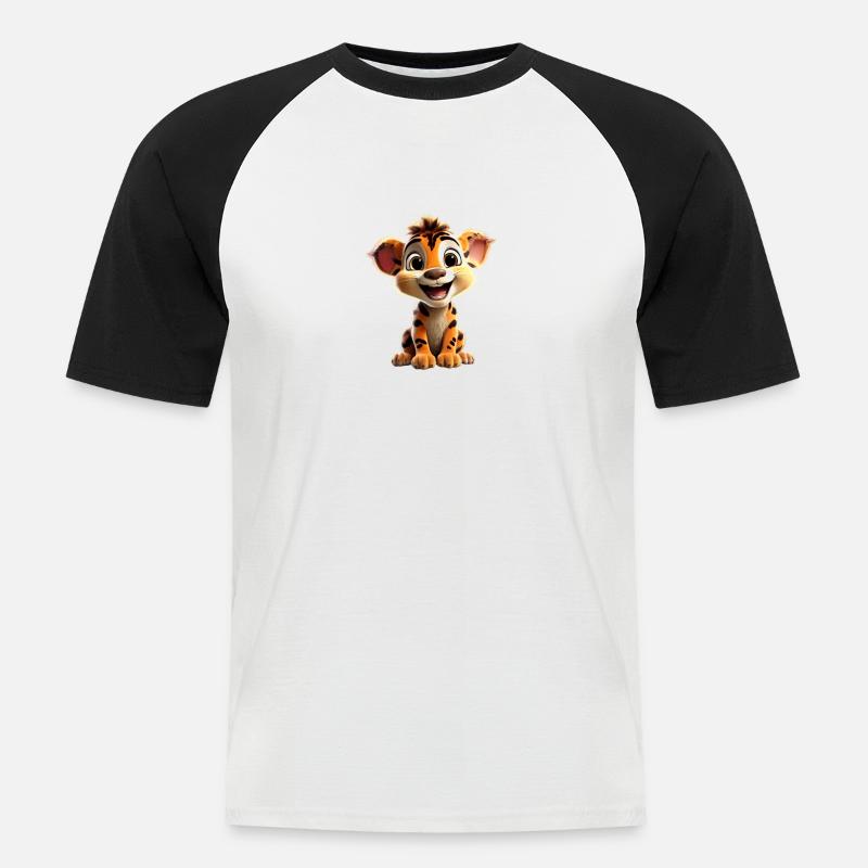 Merry Lion Cub - Men's Baseball T-Shirt - white/black