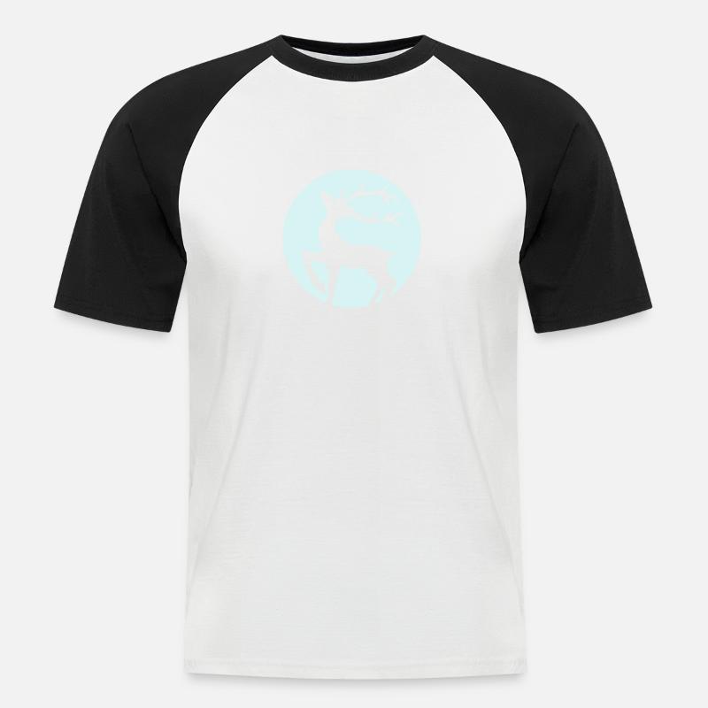 Hirsch - Männer Baseball-T-Shirt - Weiß/Schwarz