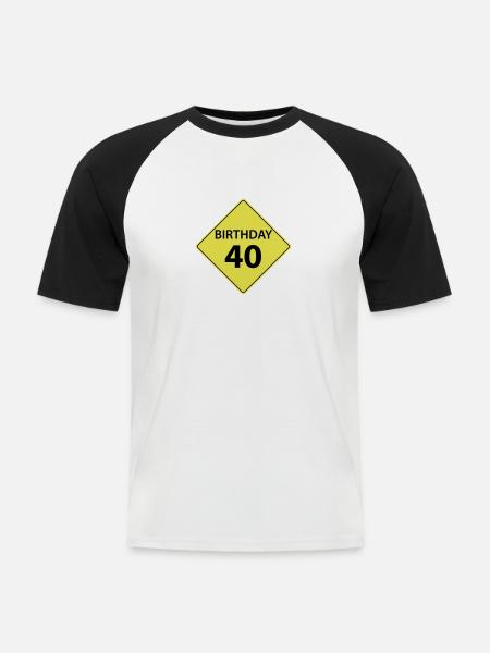 Motive shield birthday 40. 40 - Men's Baseball T-Shirt - white/black