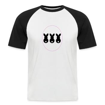 3 Lapin à l’ombre unie de l’œuf - T-shirt baseball manches courtes Homme - blanc/noir - Devant - Nik (191cm)