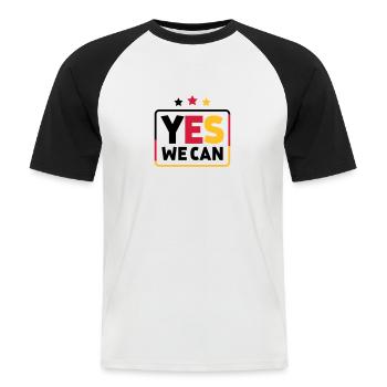 Yes we can Schwarz Rot Gold Germany Football Fan - Men's Baseball T-Shirt - white/black - Front - Nik (191cm)