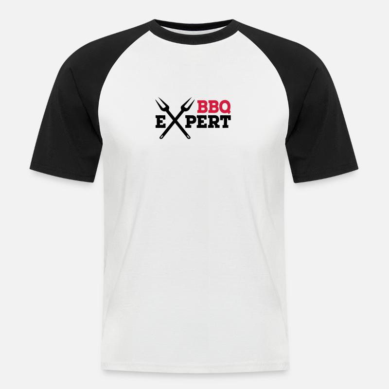 Grill - Männer Baseball-T-Shirt - Weiß/Schwarz