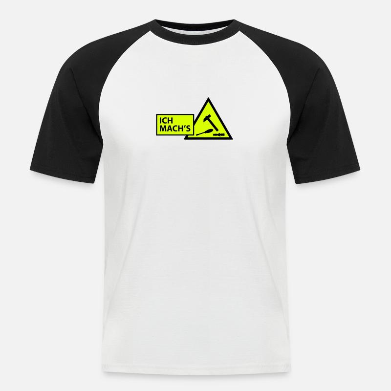 (ichmachs_handwerker) - Männer Baseball-T-Shirt - Weiß/Schwarz