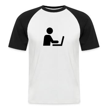 Computer - Männer Baseball-T-Shirt - Weiß/Schwarz - Vorne - Nik (191cm)