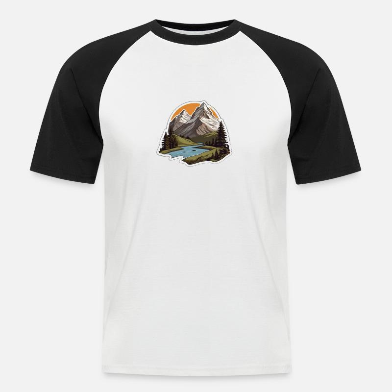 Schweizer Berge - Männer Baseball-T-Shirt - Weiß/Schwarz