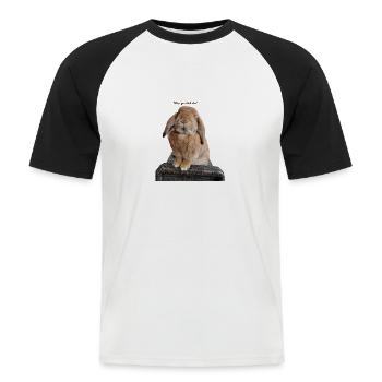 Was guckst du? Merlin auf seiner Bank! - Männer Baseball-T-Shirt - Weiß/Schwarz - Vorne - Nik (191cm)