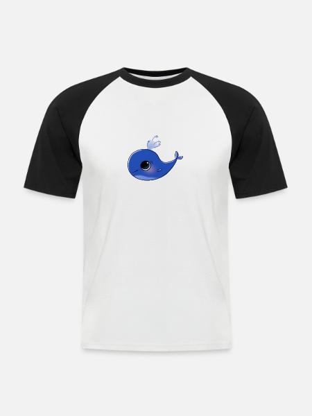 Baleine - T-shirt baseball manches courtes Homme - blanc/noir