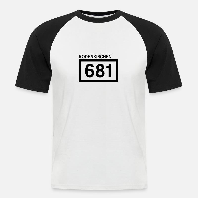 Rheinkilometer Rodenkirchen - Männer Baseball-T-Shirt - Weiß/Schwarz