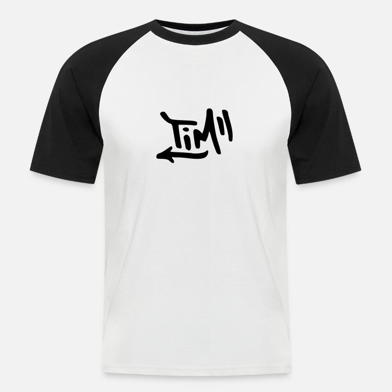 Graffiti Tim - Männer Baseball-T-Shirt - Weiß/Schwarz