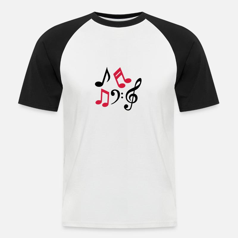 Noten Notes Notenschlüssel Musik - Männer Baseball-T-Shirt - Weiß/Schwarz