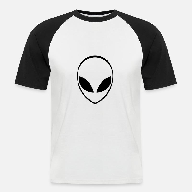 Alien Außerirdischer 80er Geschenkidee - Männer Baseball-T-Shirt - Weiß/Schwarz
