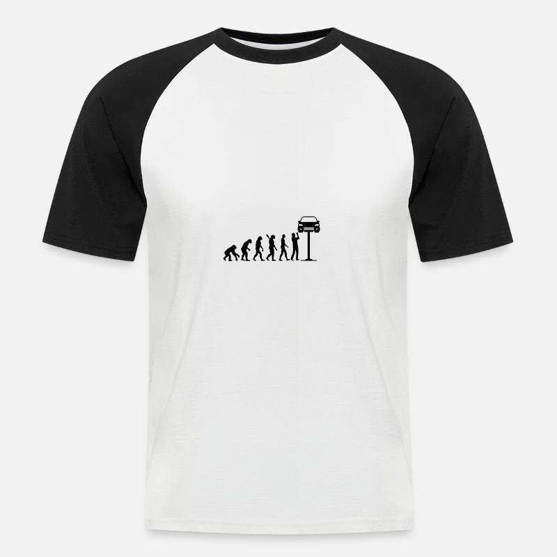 Mechaniker Evolution Auto Schrauber Geschenk - Männer Baseball-T-Shirt - Weiß/Schwarz