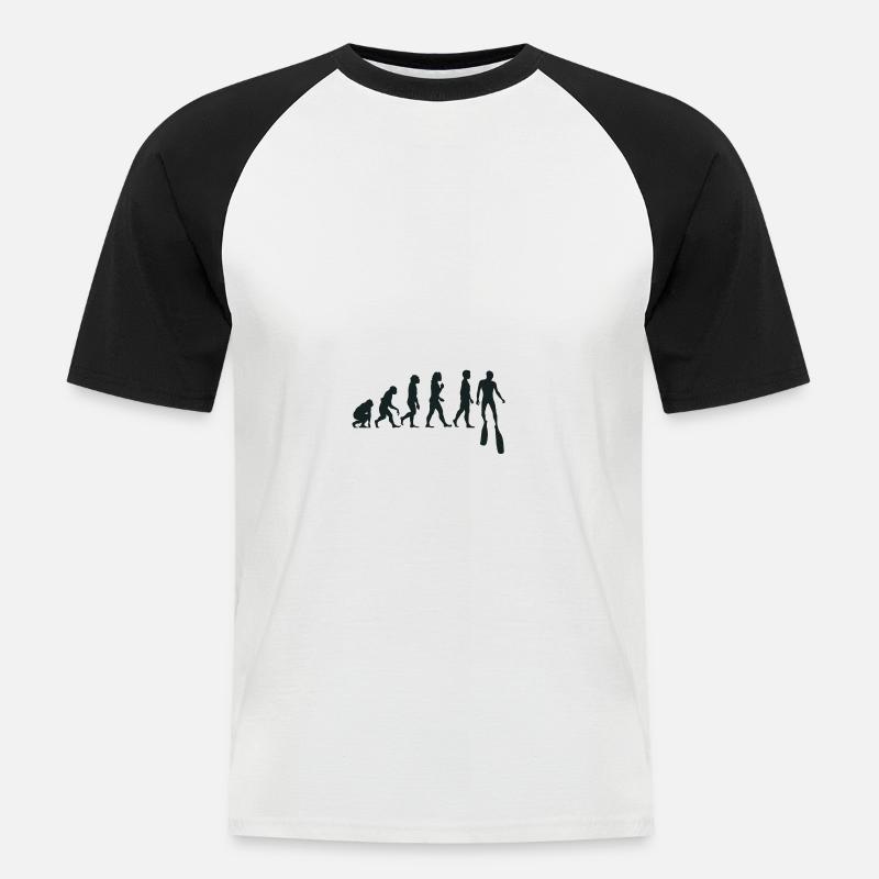 Freitauchen Evolution Apnoetaucher Freitaucher - Männer Baseball-T-Shirt - Weiß/Schwarz