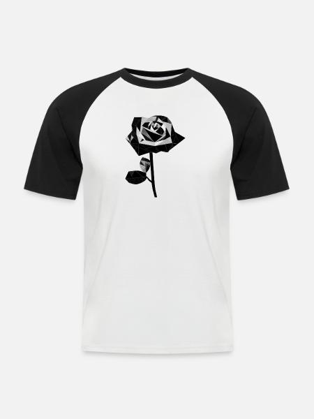 Polygone rose noire - T-shirt baseball manches courtes Homme - blanc/noir