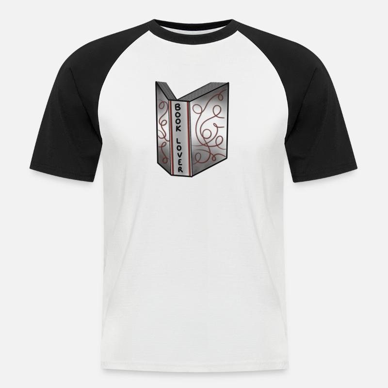 book lover - T-shirt baseball manches courtes Homme - blanc/noir