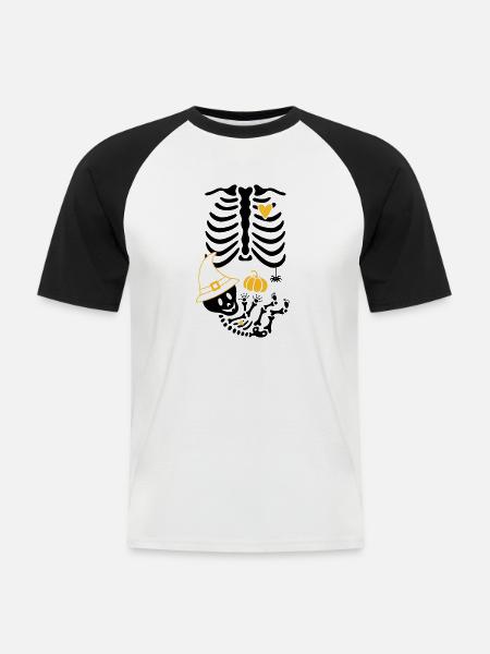 Maternity Skeleton Witch Hat - Men's Baseball T-Shirt - white/black