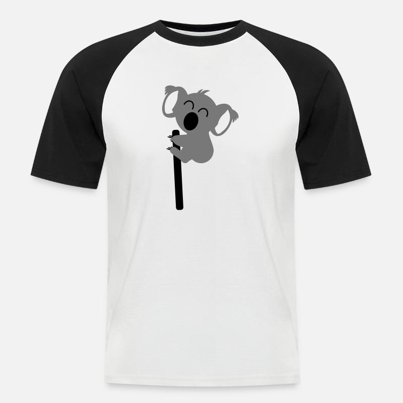 Koala climbing - Männer Baseball-T-Shirt - Weiß/Schwarz
