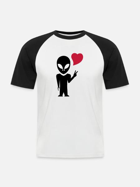 alien_love - Männer Baseball-T-Shirt - Weiß/Schwarz
