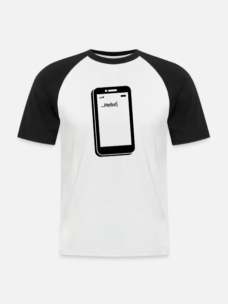 smartphone_1_f1 - Männer Baseball-T-Shirt - Weiß/Schwarz
