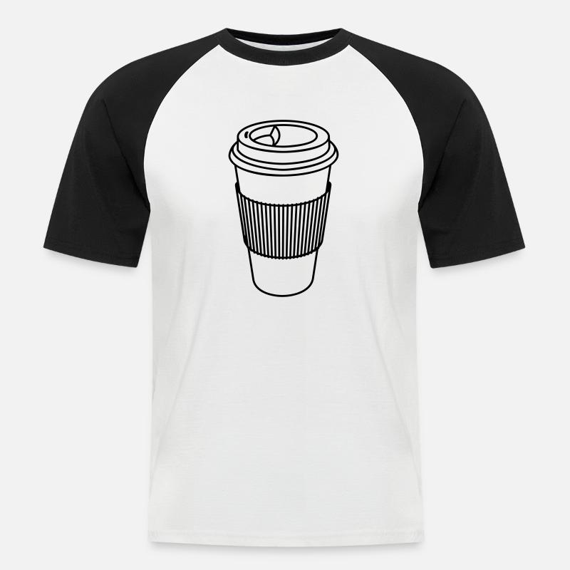 Coffee to Go (1c) - Männer Baseball-T-Shirt - Weiß/Schwarz