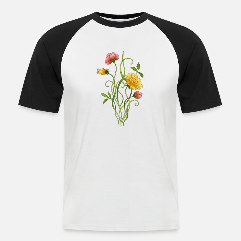 Blumen - Männer Baseball-T-Shirt - Weiß/Schwarz