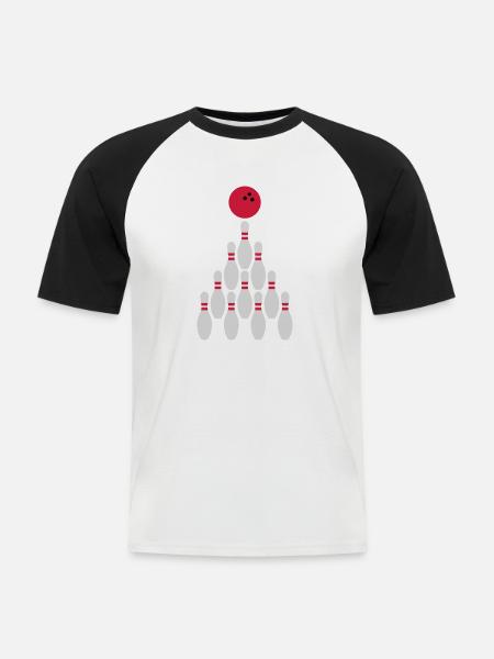 Bowling Kegeln Ball Design - Men's Baseball T-Shirt - white/black