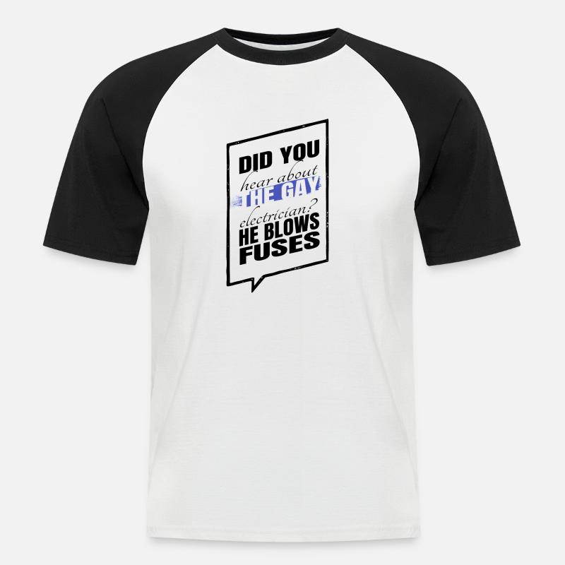 funny quote socket electrical activism - Männer Baseball-T-Shirt - Weiß/Schwarz