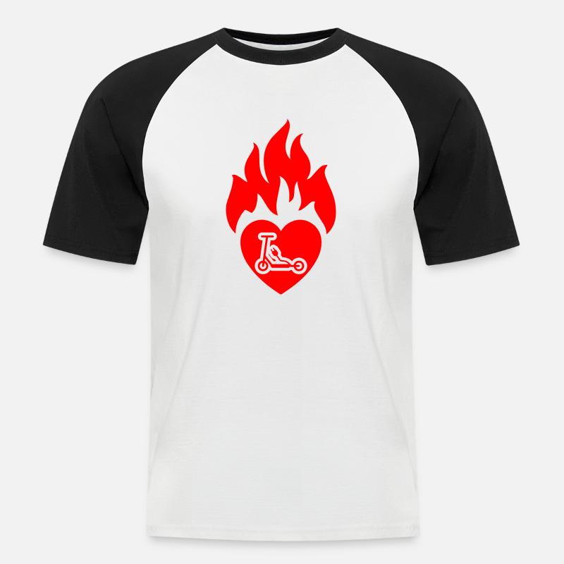E-Scooter E-Roller Scooter - Männer Baseball-T-Shirt - Weiß/Schwarz