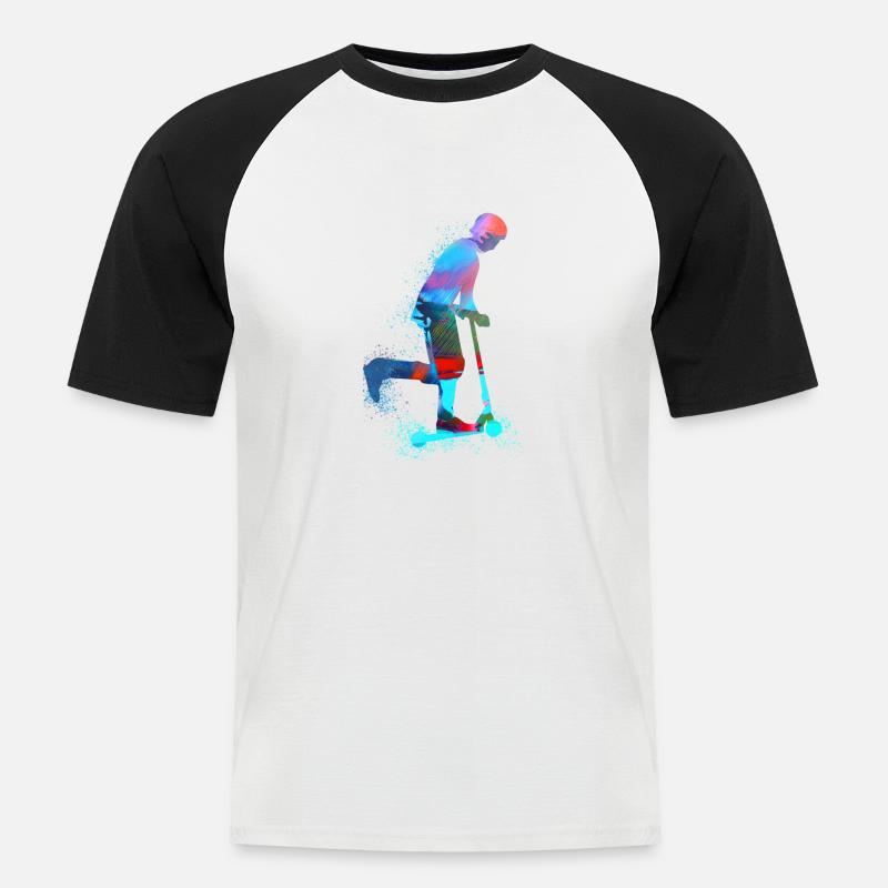 Stuntscooter,Trickscooter,tricks,stunt,e-scooter, - Männer Baseball-T-Shirt - Weiß/Schwarz