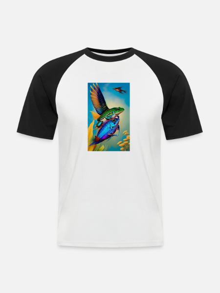 Flying Fish - Männer Baseball-T-Shirt - Weiß/Schwarz