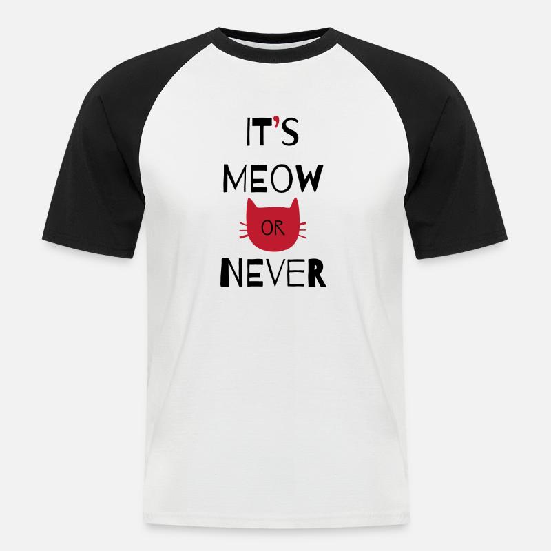 Katze - Männer Baseball-T-Shirt - Weiß/Schwarz