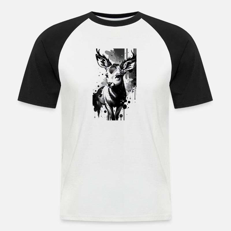 Entzückender Hirsch - Männer Baseball-T-Shirt - Weiß/Schwarz