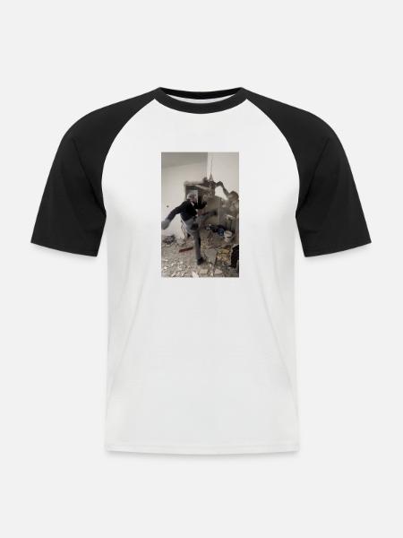 Abriss - Männer Baseball-T-Shirt - Weiß/Schwarz