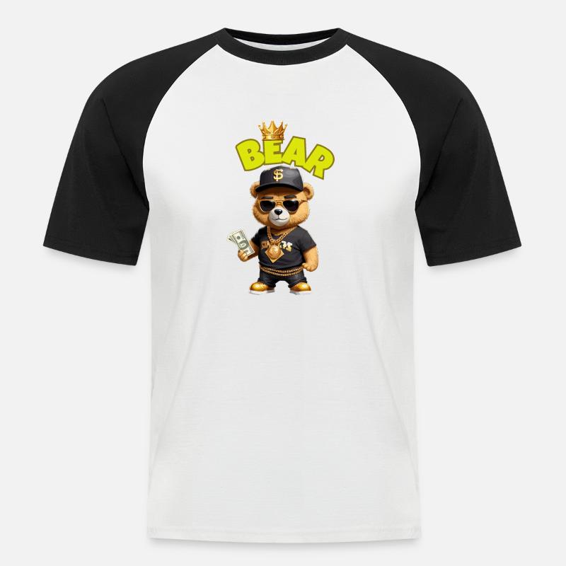 Orsacchiotto con i soldi - Maglia da baseball a manica corta da uomo - bianco/nero