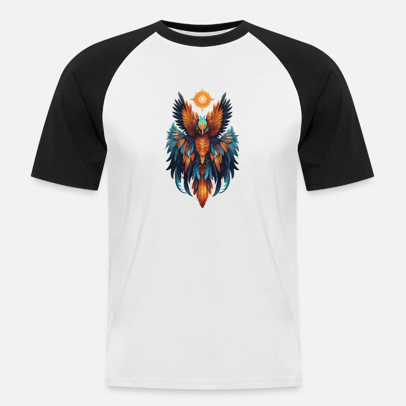 Phönix - Phönix - Feuervogel - Männer Baseball-T-Shirt - Weiß/Schwarz