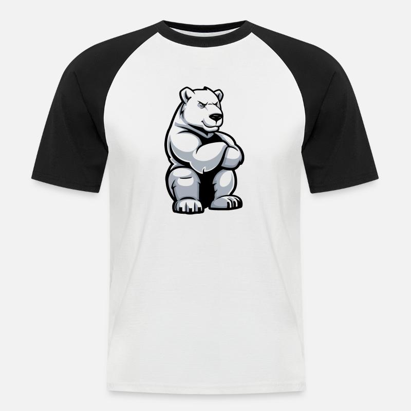 Polar Bear Comic - Men's Baseball T-Shirt - white/black