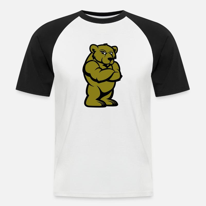 Bär Comic Braunbär - Männer Baseball-T-Shirt - Weiß/Schwarz